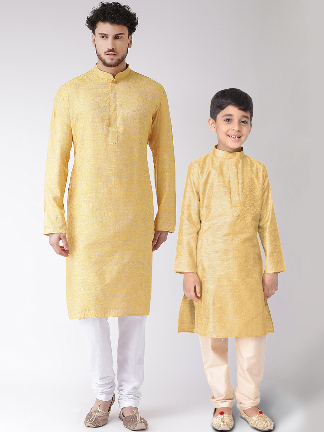 TABARD Kids Boys Yellow Woven Design Kurta