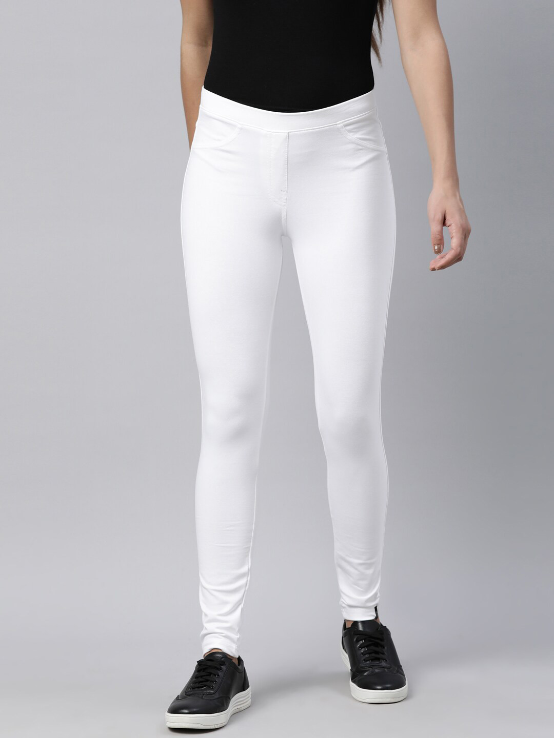 TWIN BIRDS Women Pearl White Flexi Indigo Jegging