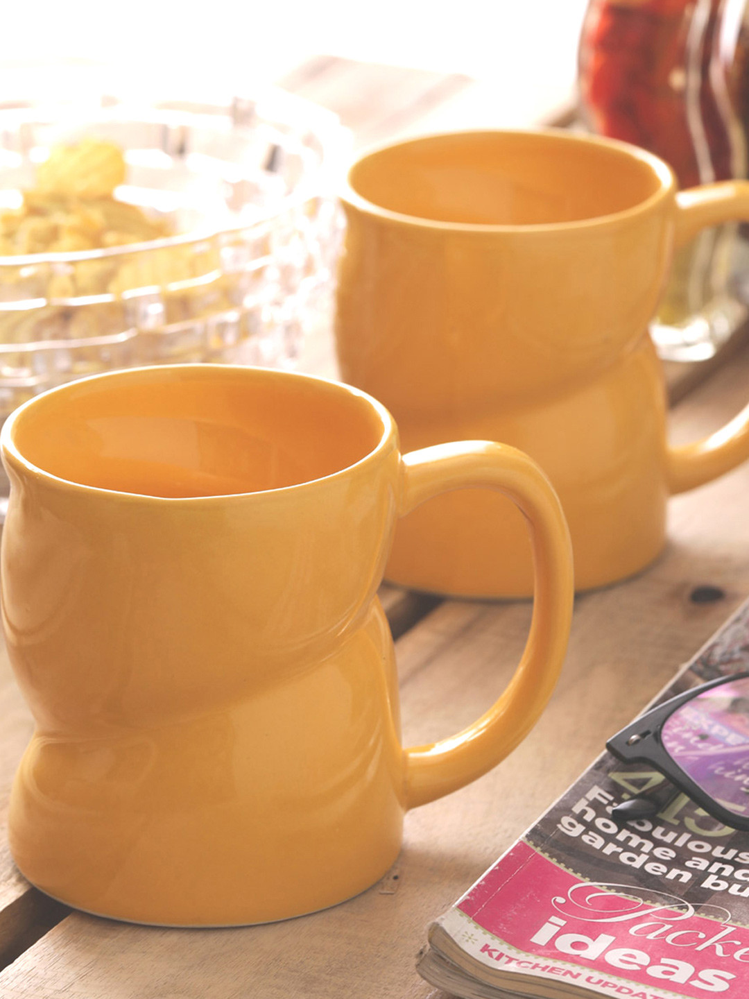 VarEesha Yellow Ceramic Microwave Safe 2 Piece Mugs-200ml