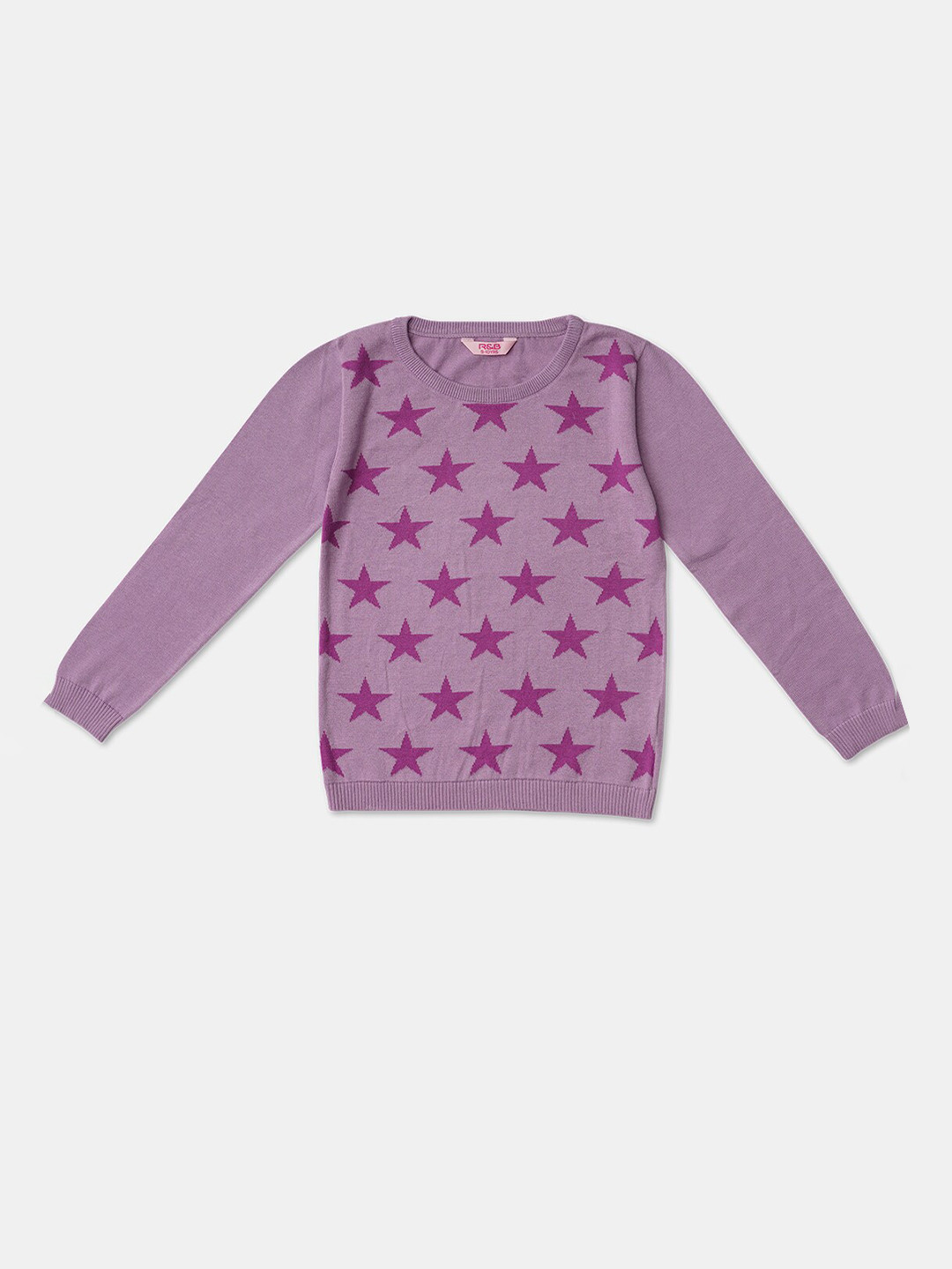R&B Girls Purple Star Printed Sweatshirt