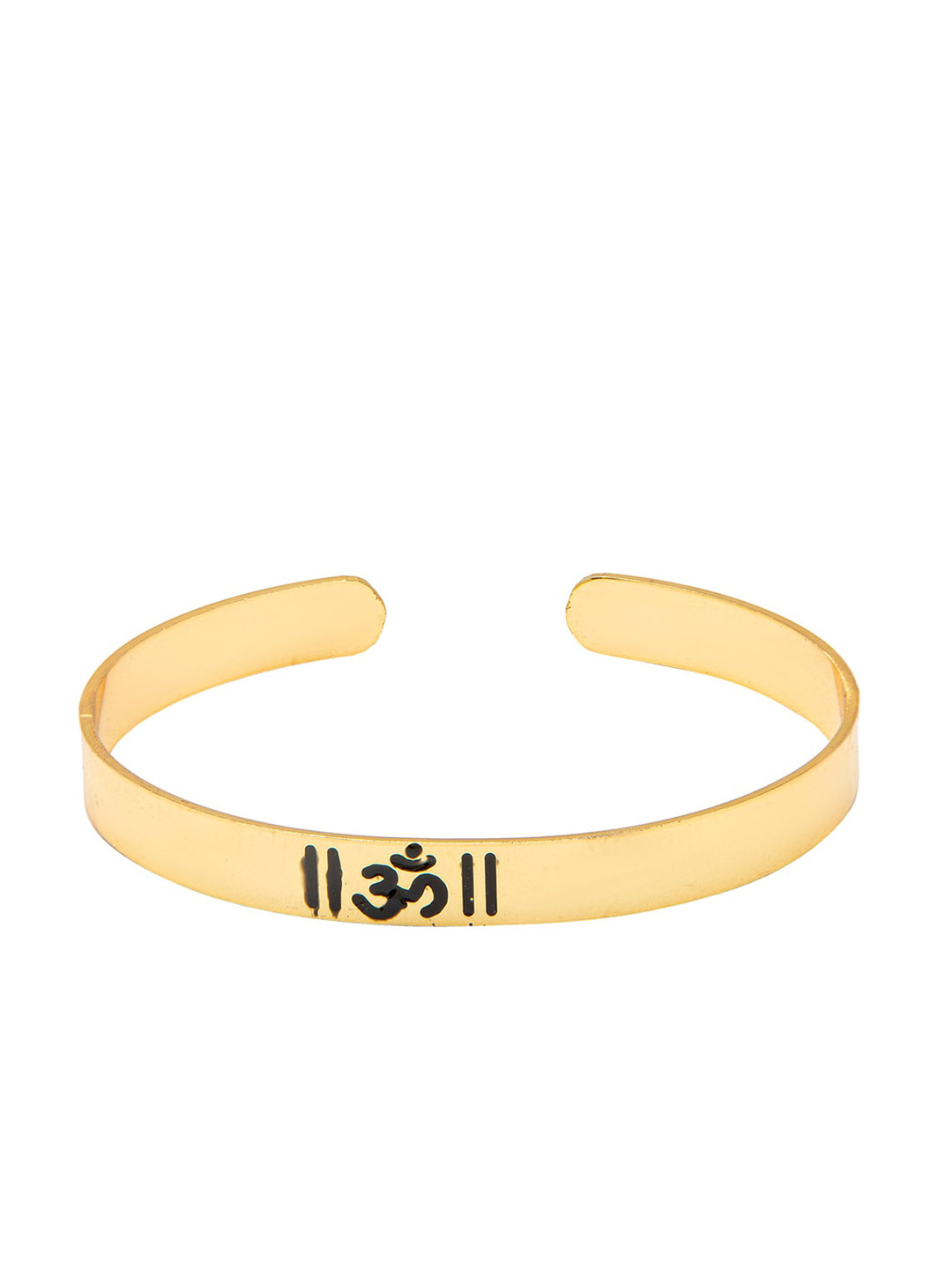 bodha Men Gold-Toned & Black Brass Gold-Plated Om Kada Bracelet
