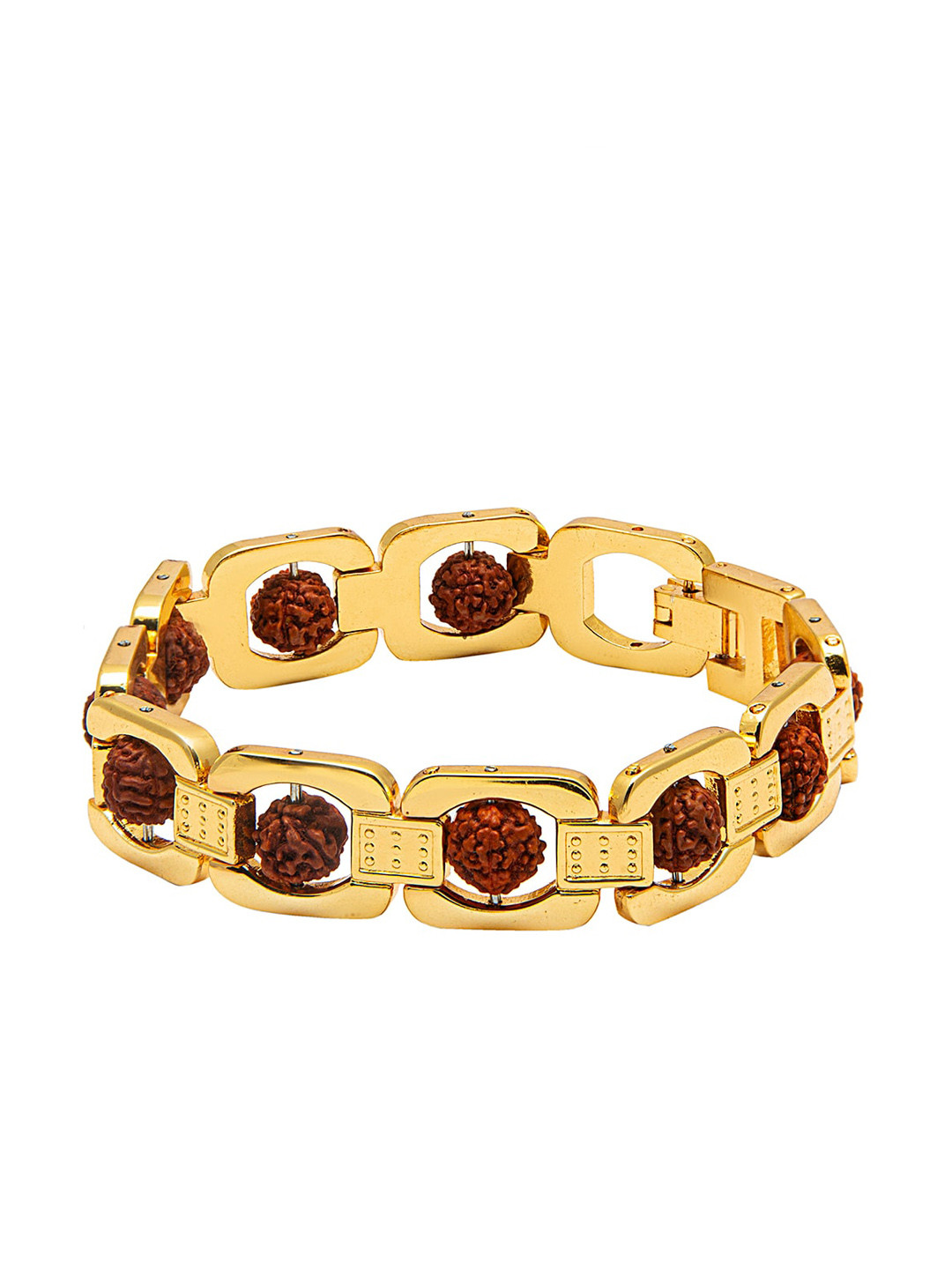 bodha Men Brown Gold-Plated Brass Handcrafted Link Bracelet