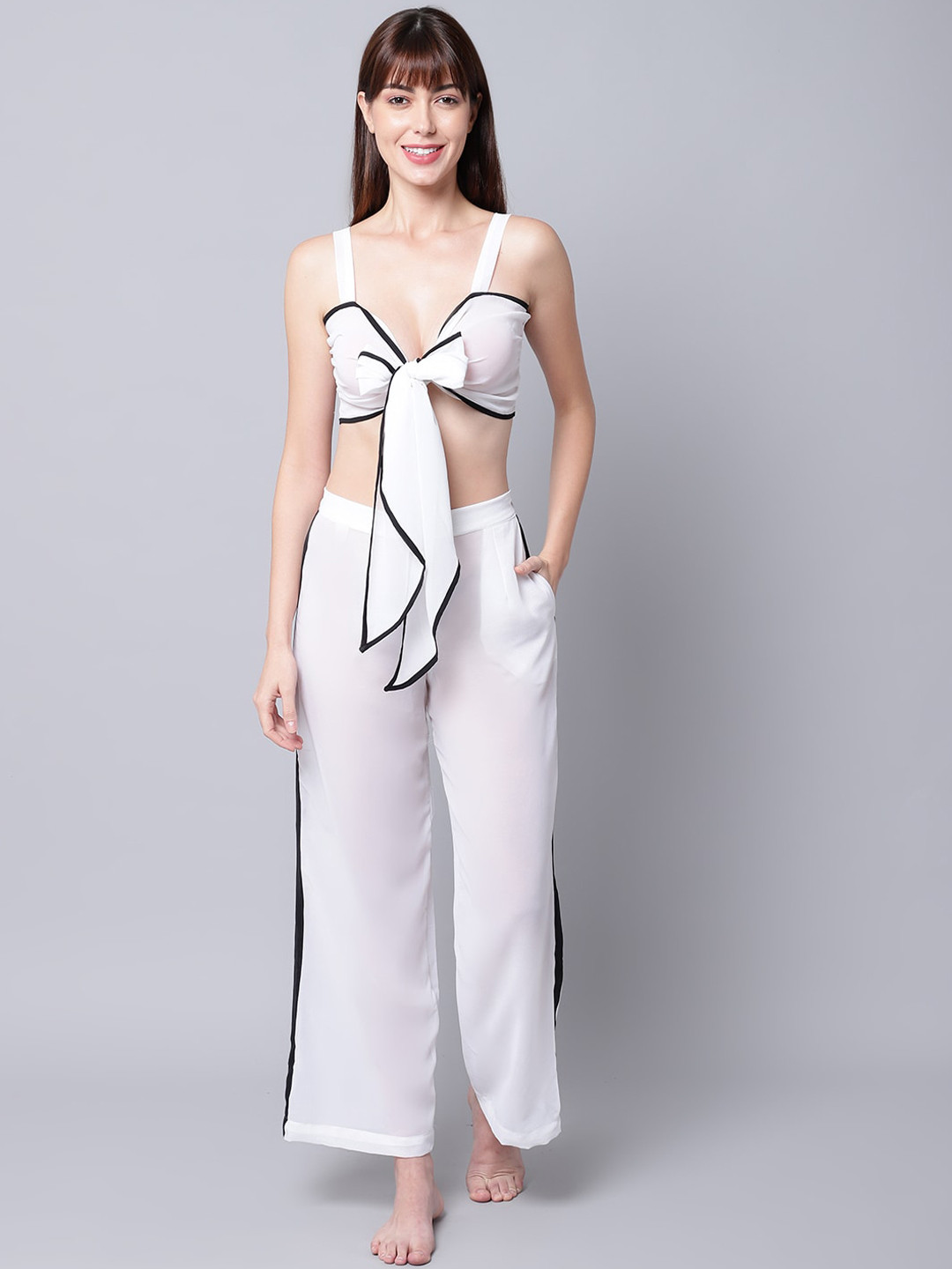 Aoba Women Solid Beachwear Set