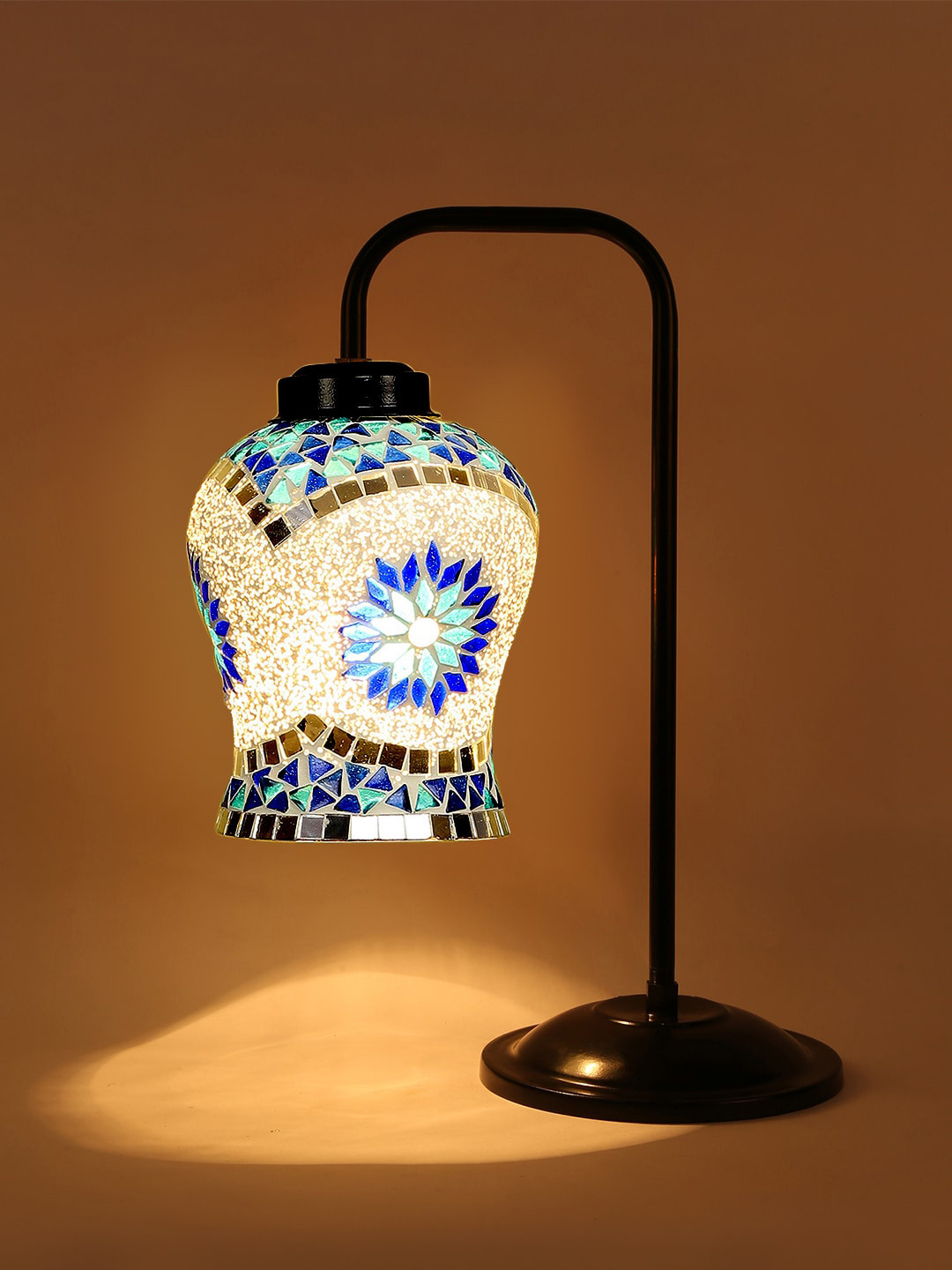 Devansh Black & Blue Mosaic Table Lamp