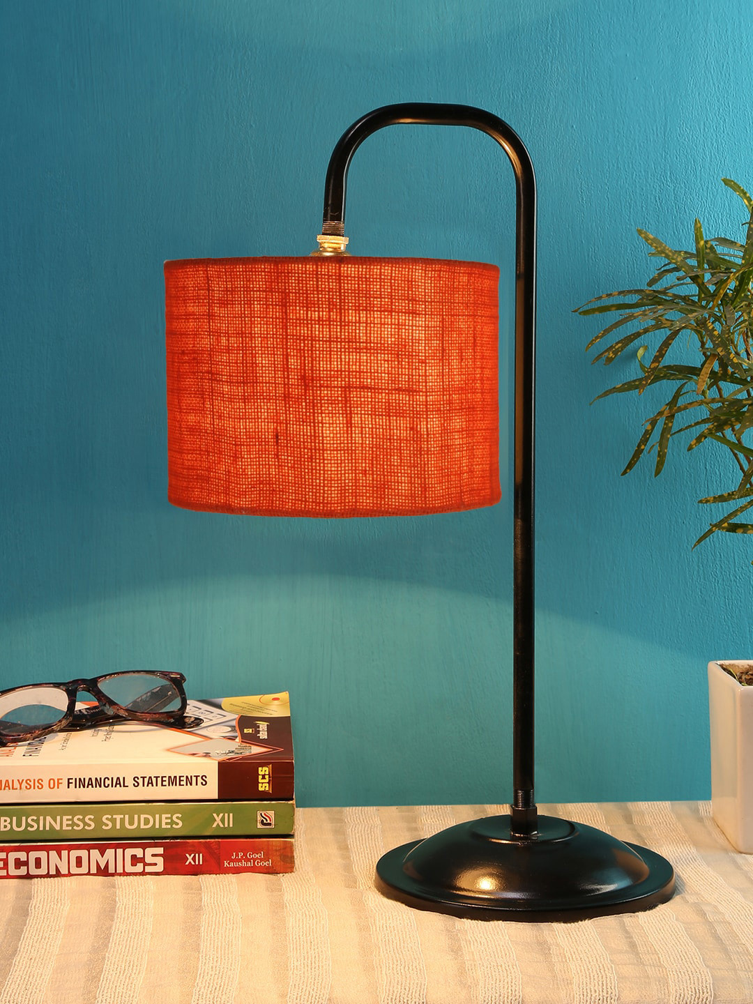 Devansh Orange & Brown Solid Table Lamps