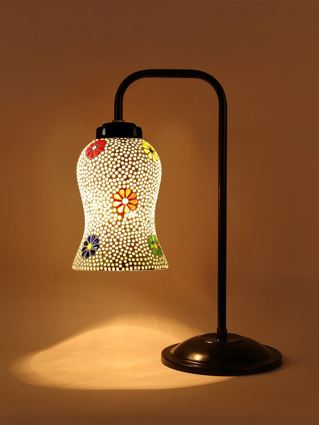 Devansh Black & White Printed Mosaic Iron Table Lamps