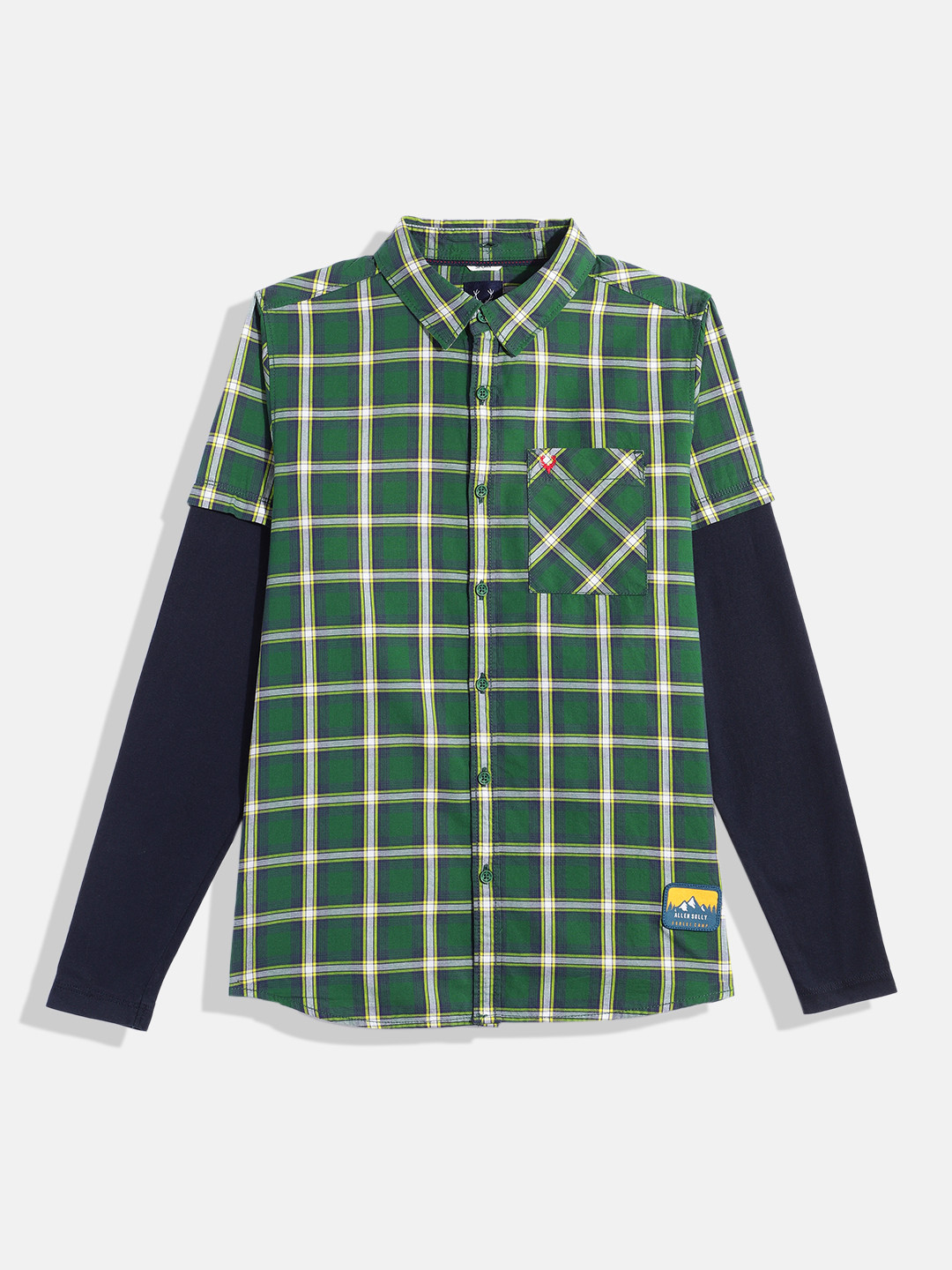 Allen Solly Junior Boys Sport Checked Pure Cotton Casual Shirt With Detachable Hood