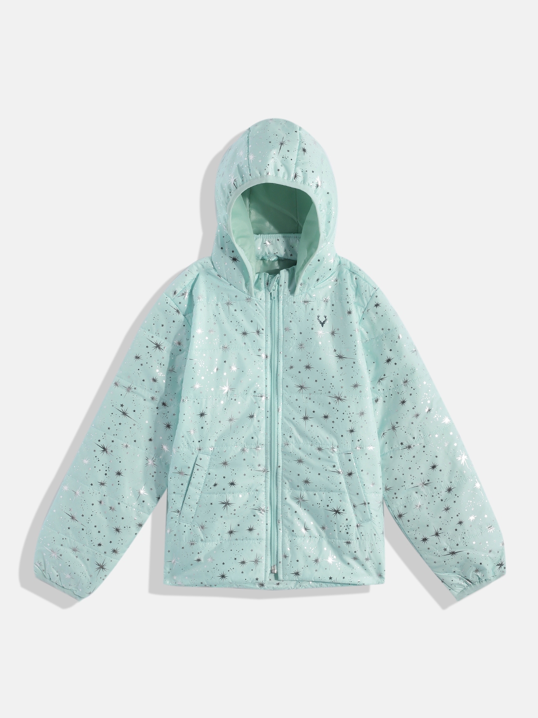 Buy Allen Solly Junior Girls Sea Green Printed Puffer Jacket