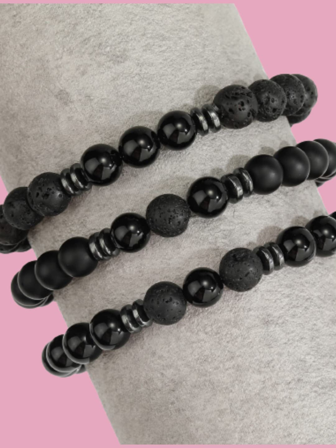 HOT AND BOLD Women Black Onyx Multistrand Bracelet