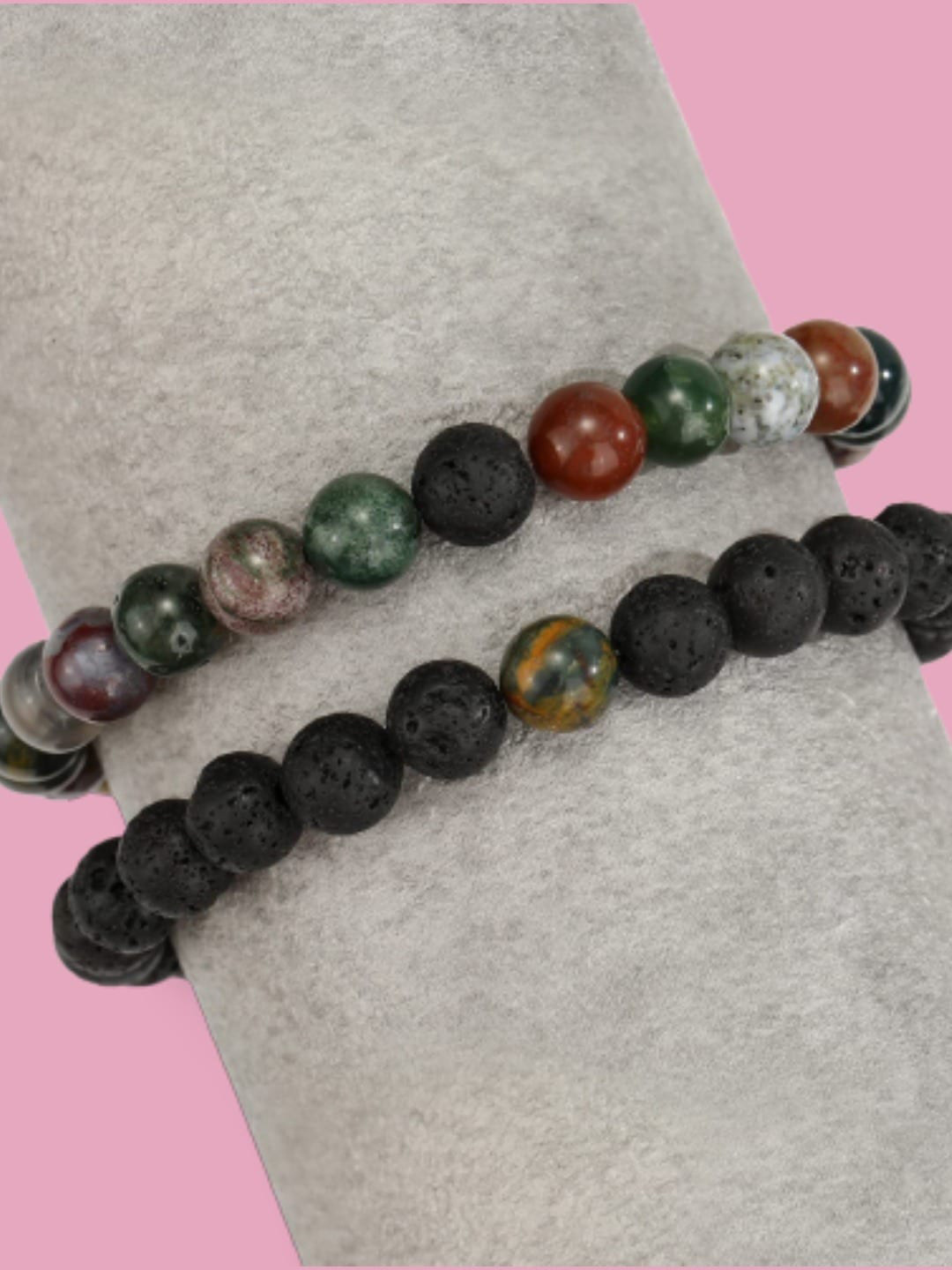 HOT AND BOLD Women 2 Multicoloured Agate Tribal Bracelet