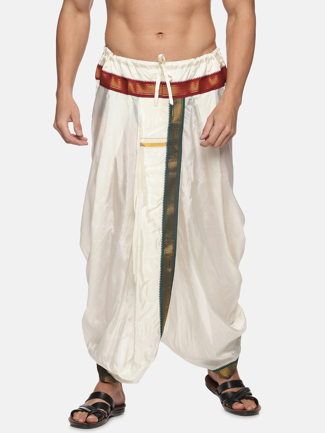 Sethukrishna Men Cream Solid Dhoti Pant