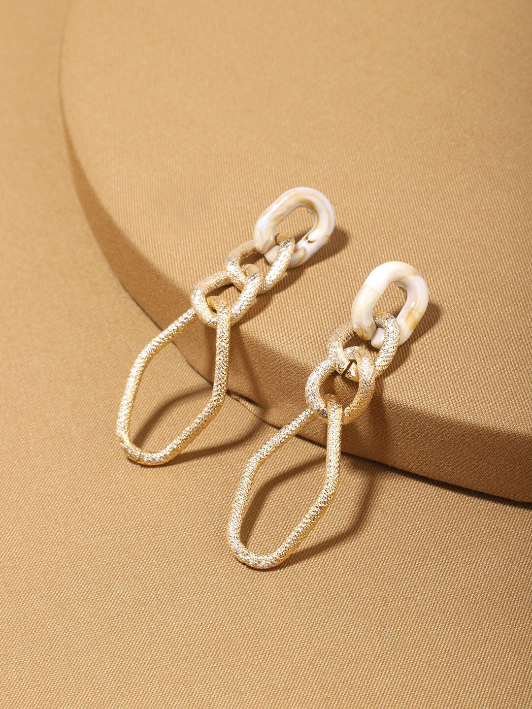 Unwind by Yellow Chimes Gold-Toned Contemporary Chain Drop Earrings