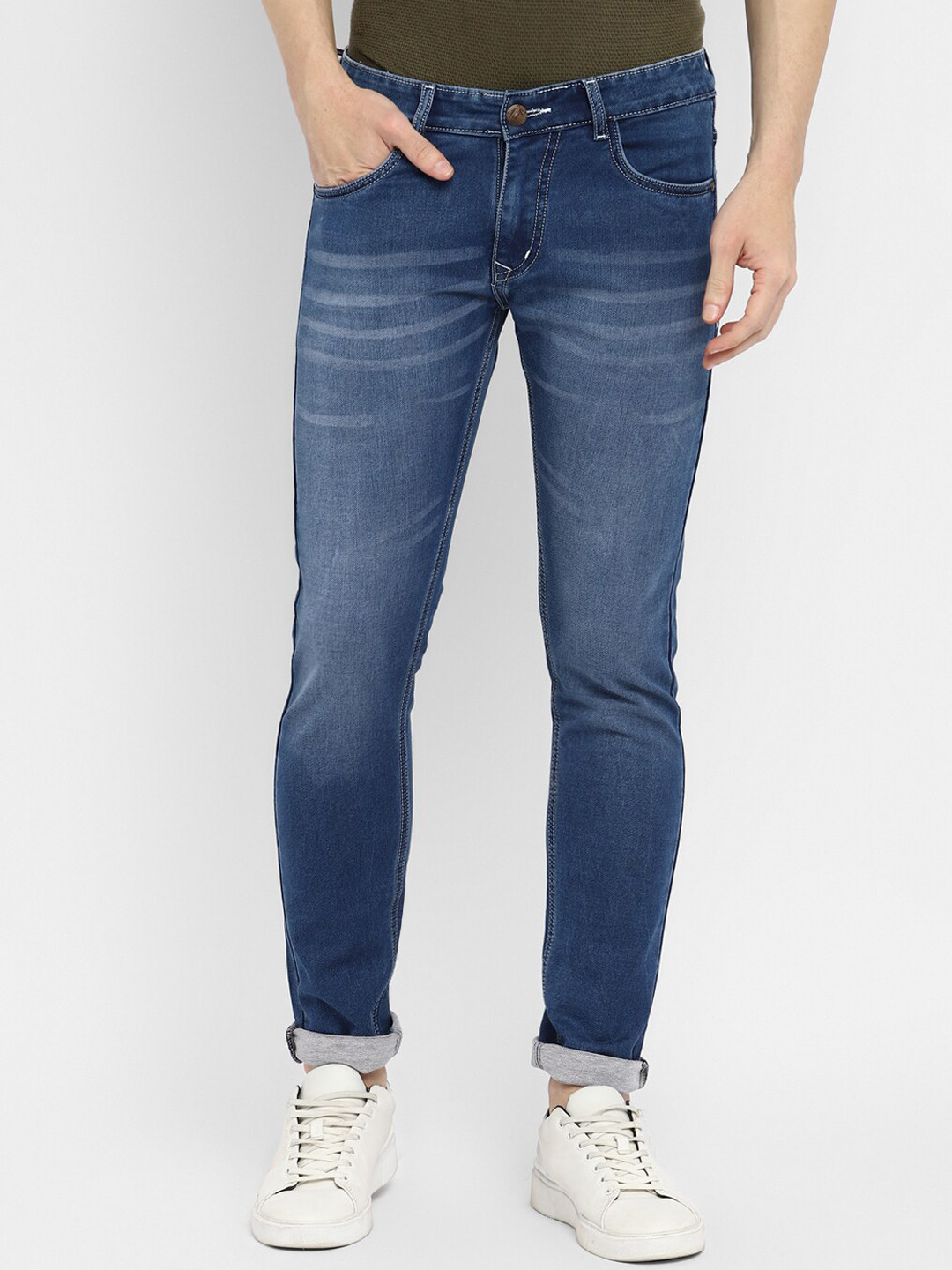 Routeen Men Blue Slim Fit Light Fade Stretchable Jeans