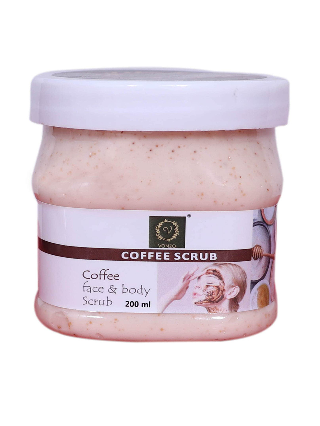 VONZO Paraben Free Coffee Face & Body Scrub with Vitamin E - 200 ml