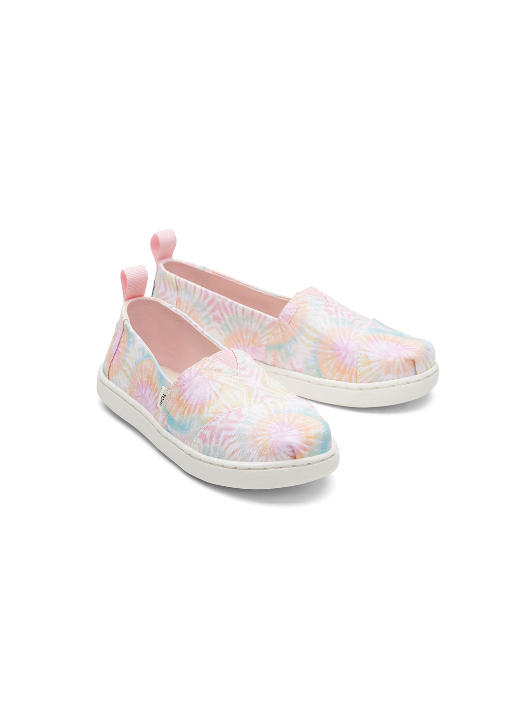 TOMS Kids-Girls Pink Printed Slip-On Sneakers