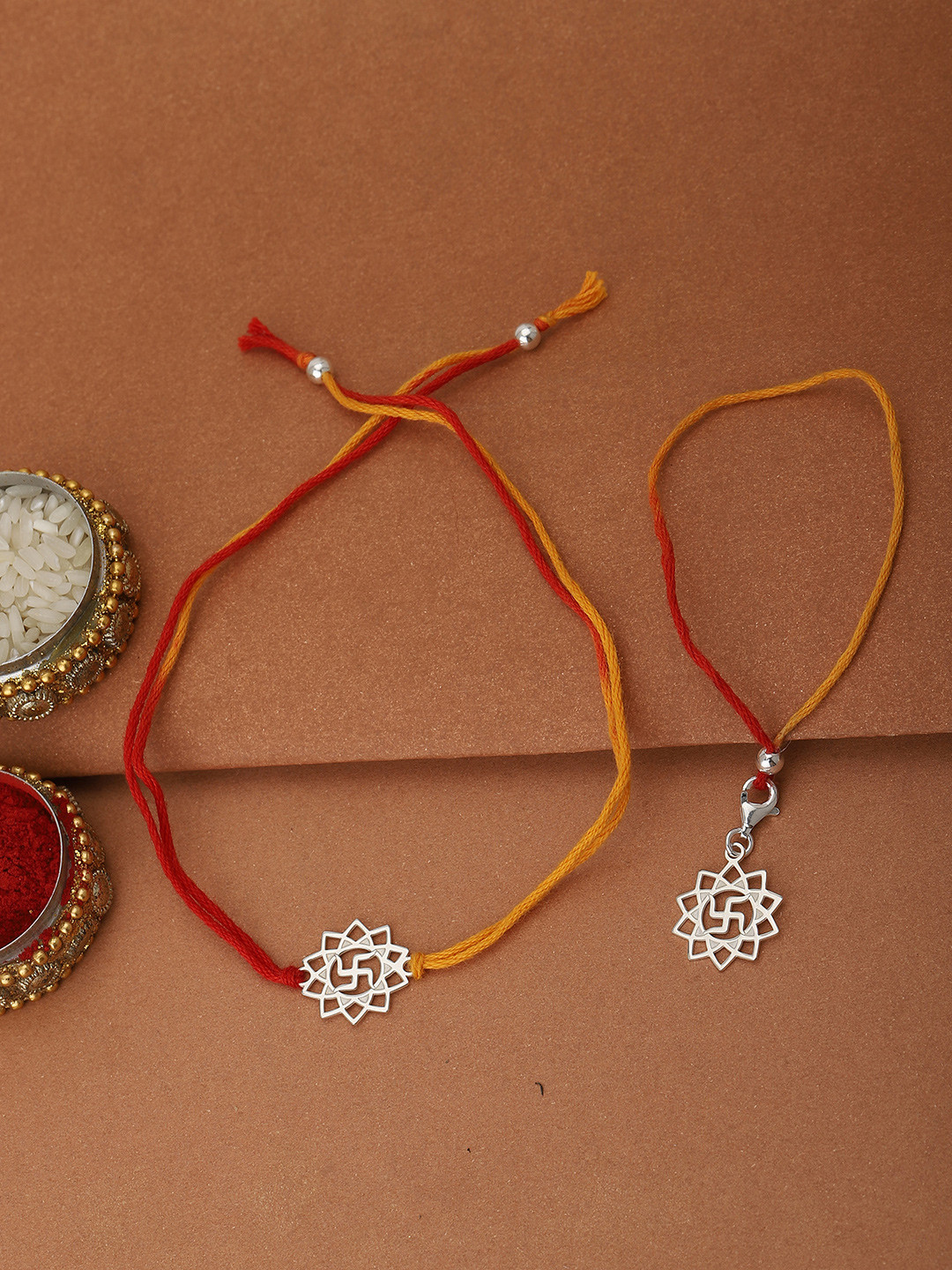 Carlton London 925 Sterling Silver Combo Rakhi