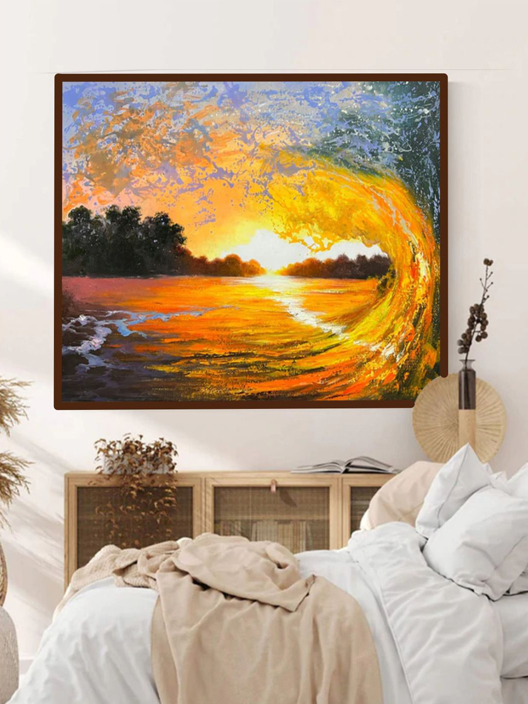 The Art House Abstract Printed Wooden Rectangle Paintings Wall Art-30 x 0.4In