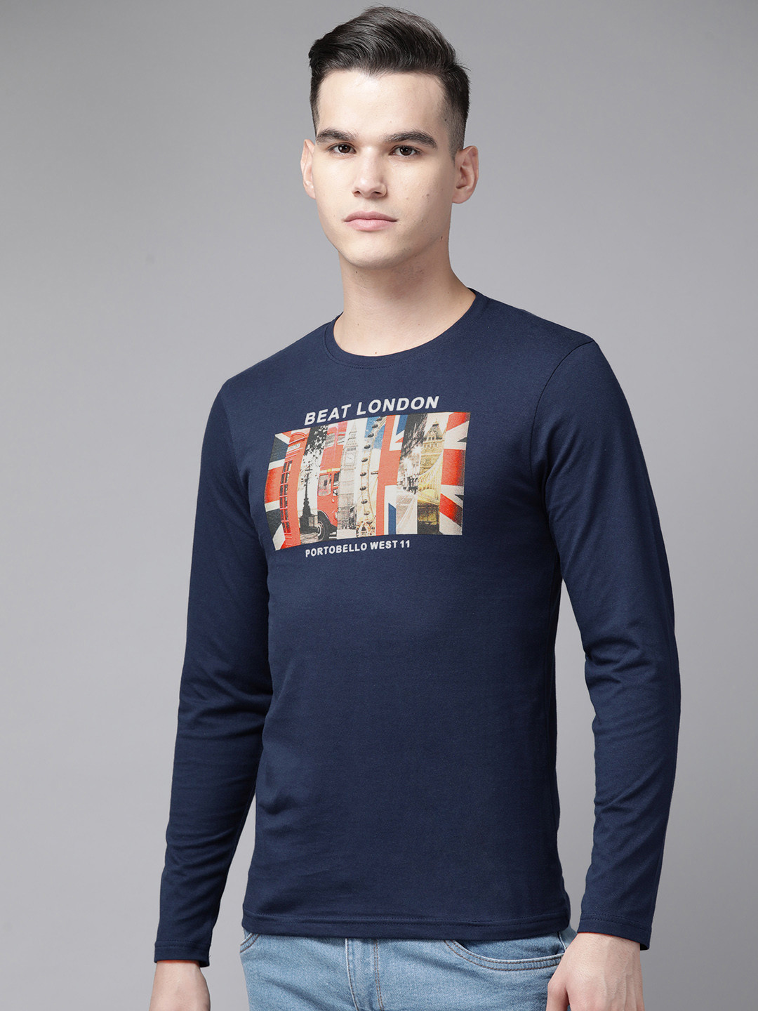 BEAT LONDON by PEPE JEANS Pure Cotton Graphic Printed Long Sleeves Slim Fit T-shirt