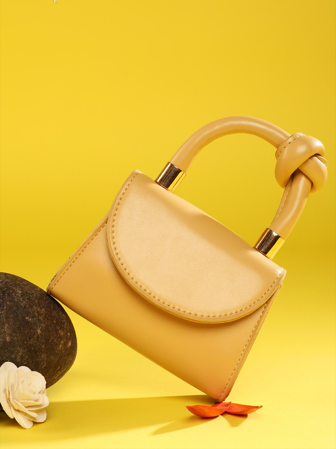 HAUTE SAUCE  Yellow Colourblocked PU Swagger Handheld Bag