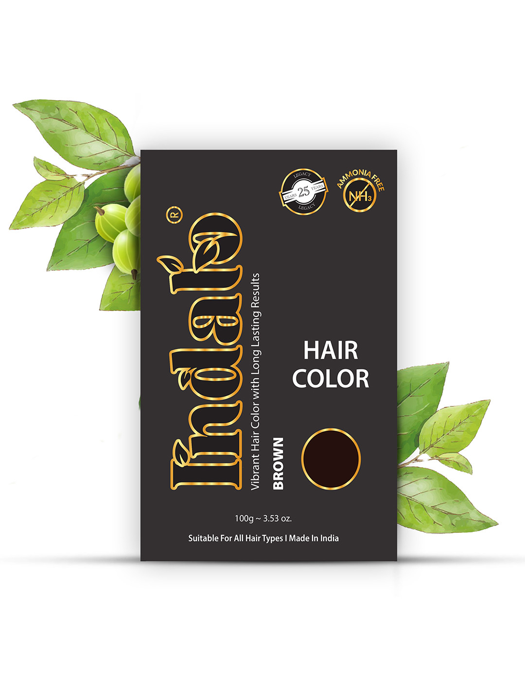INDALO Ammonia-Free Vibrant Hair Color with Natural Ingredients 100g - Brown
