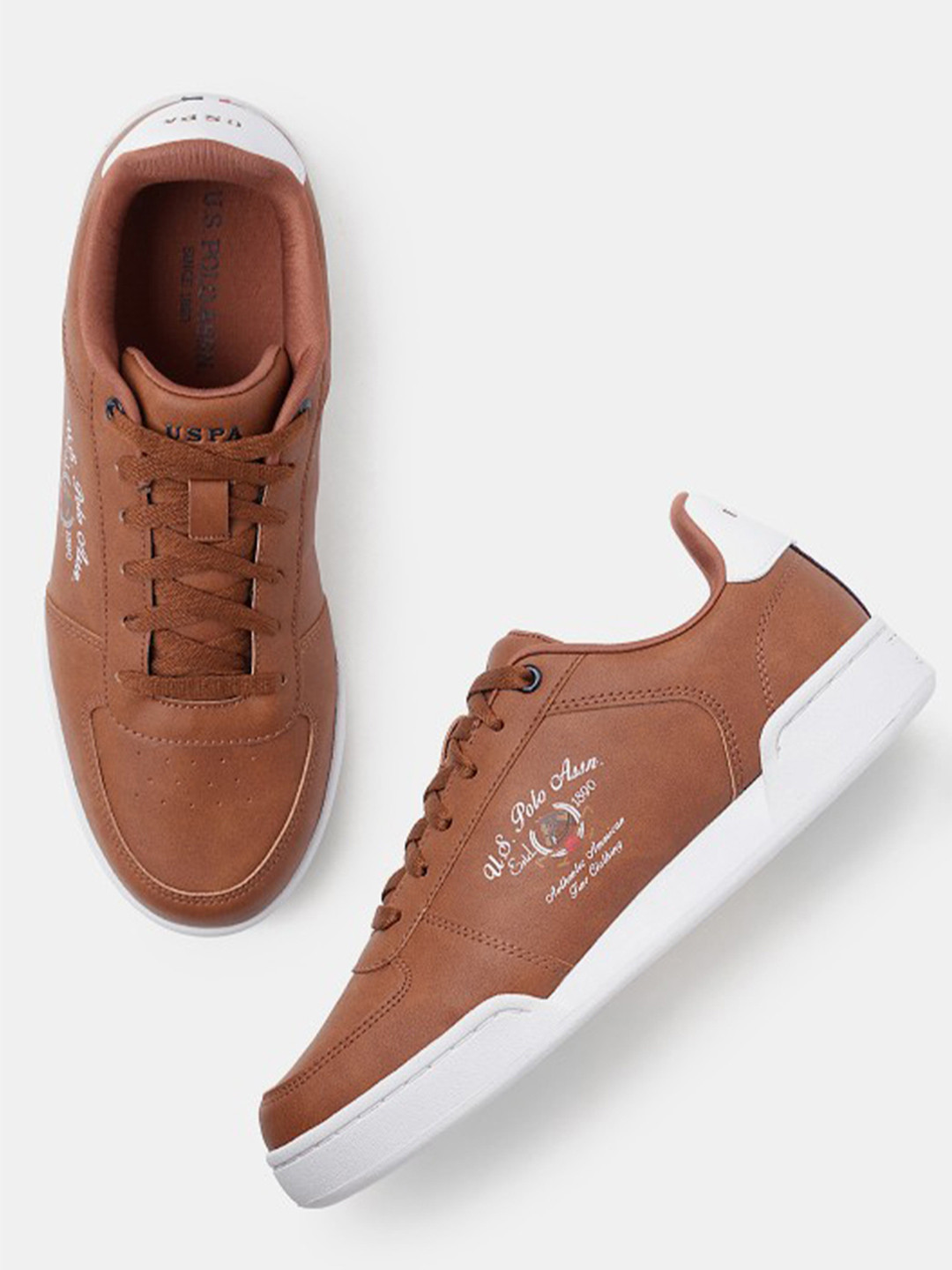 U S Polo Assn Men Tan Textured PU Sneakers