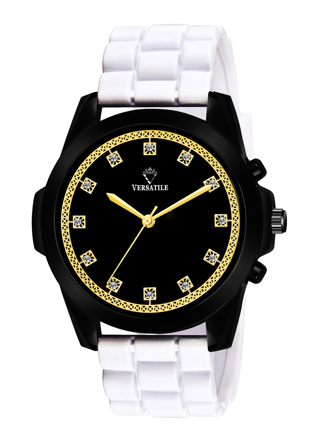 Versatile Men White Brass Printed Dial & White Bracelet Style Straps Analogue Watch