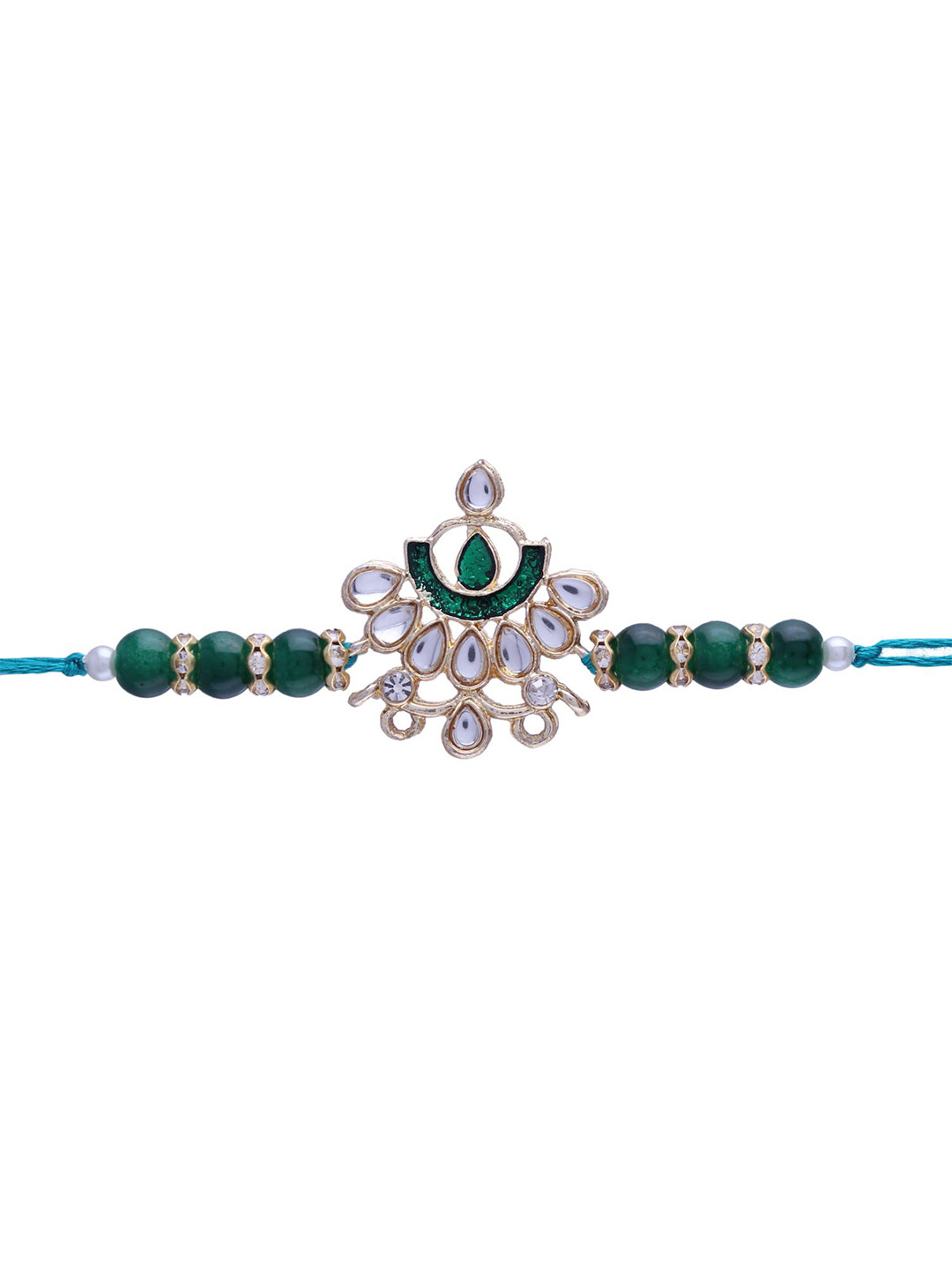 I Jewels Men Green Designer Pearl Rakhi