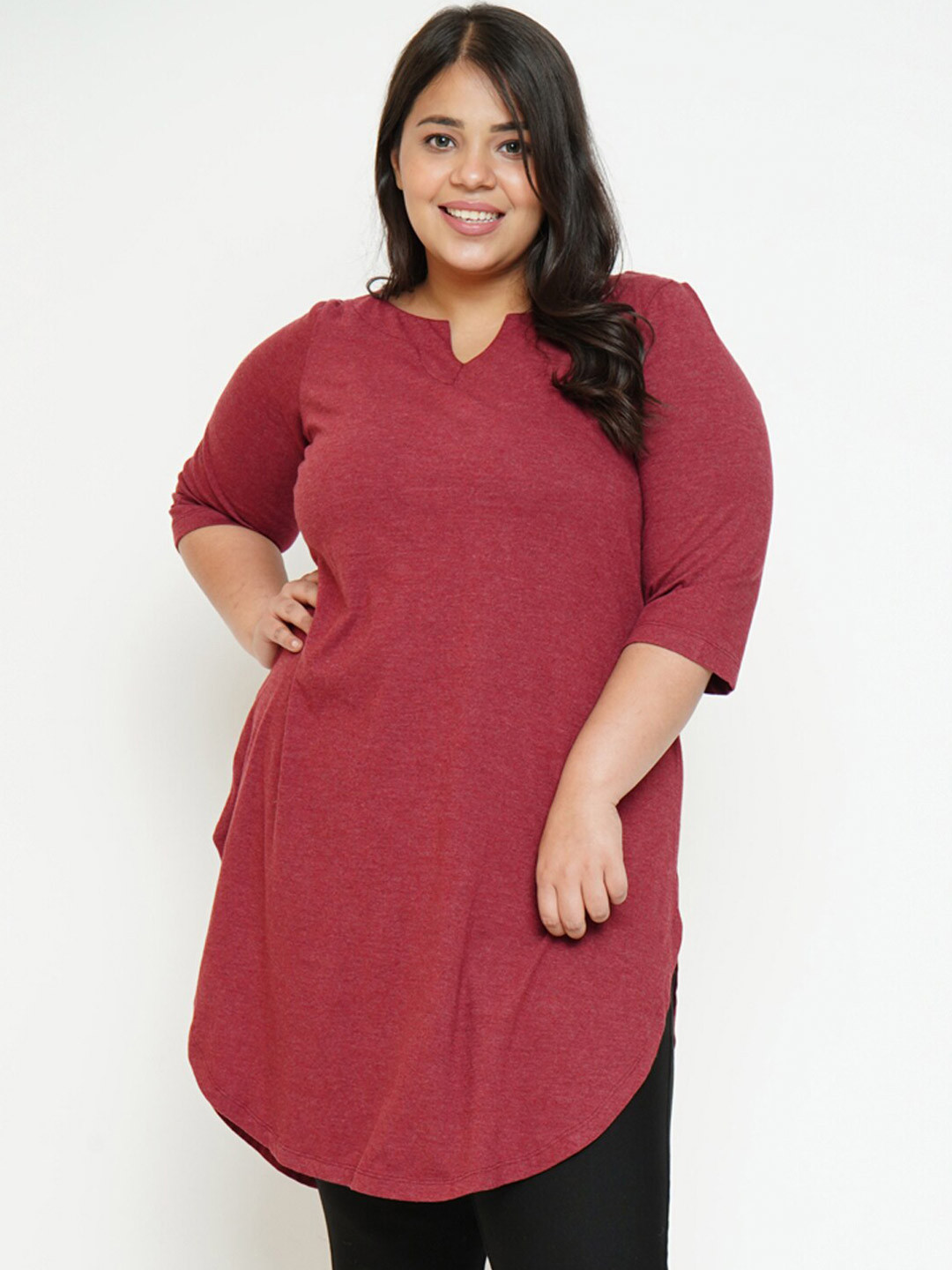 Amydus Women Plus Size Maroon Tunic