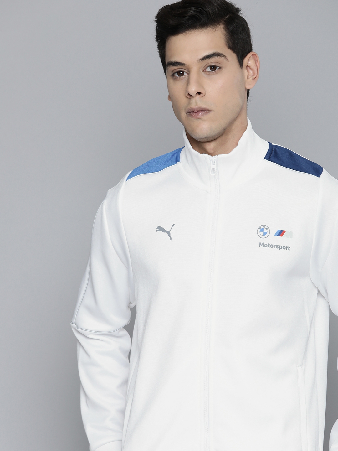 PUMA Motorsport Men White Solid dryCELL BMW Motorsport MT7 Track Sporty Jacket