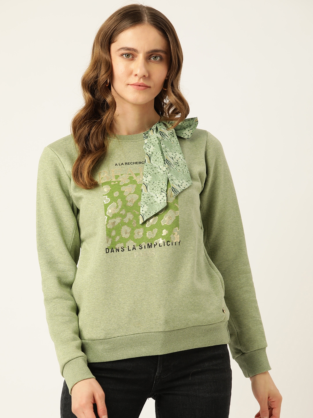 Buy Monte Carlo Women Green Printed Sweatshirt Sweatshirts for Women 18983346 Myntra