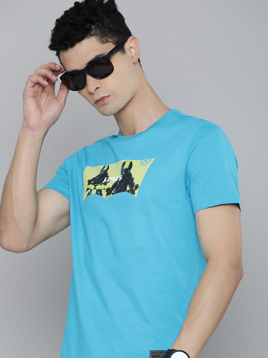 Levis Men Blue Printed T-shirt