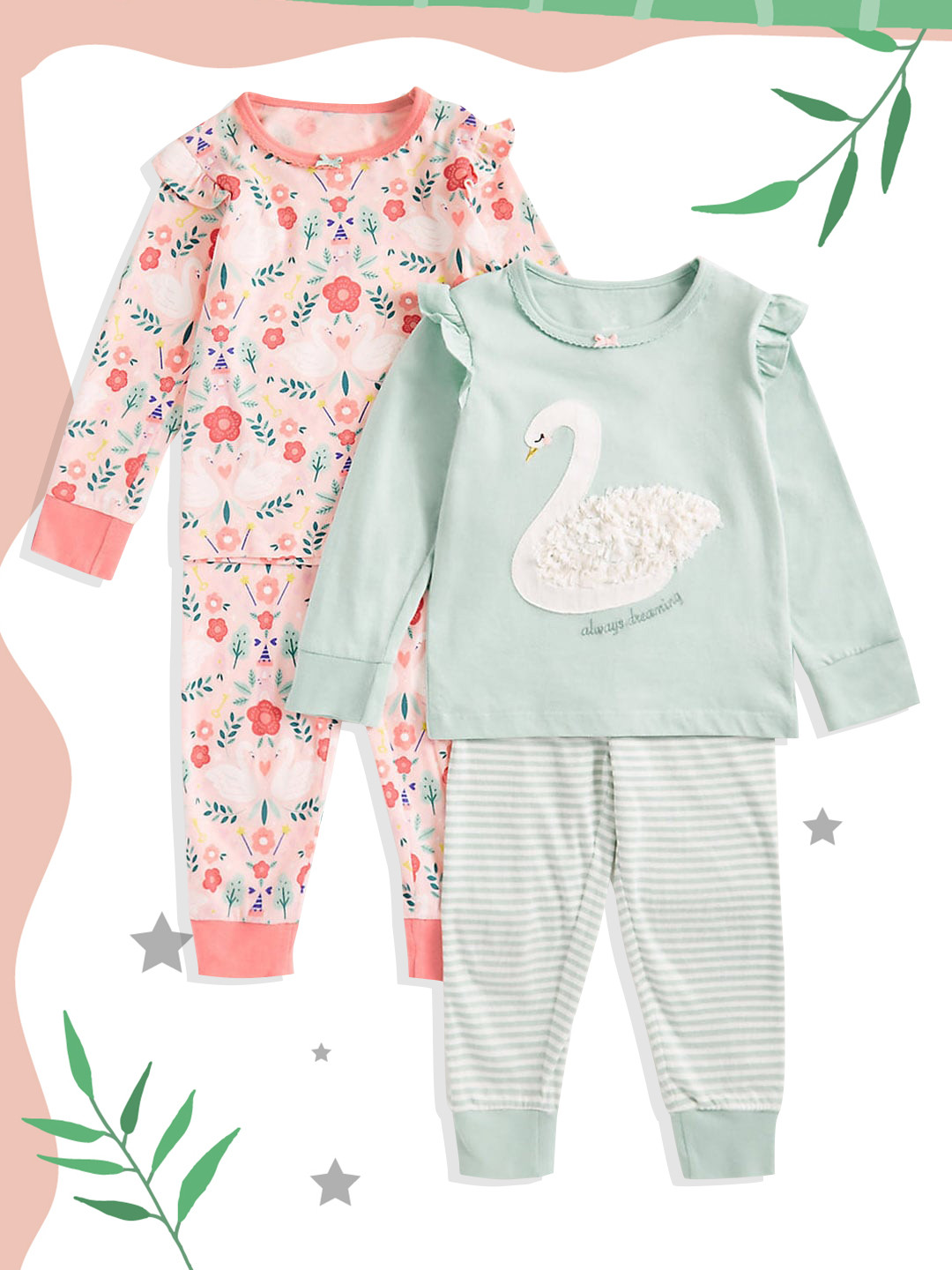 mothercare Infant Girls Pink & Blue Pack Of 2 Printed Pure Cotton T-shirts with Joggers