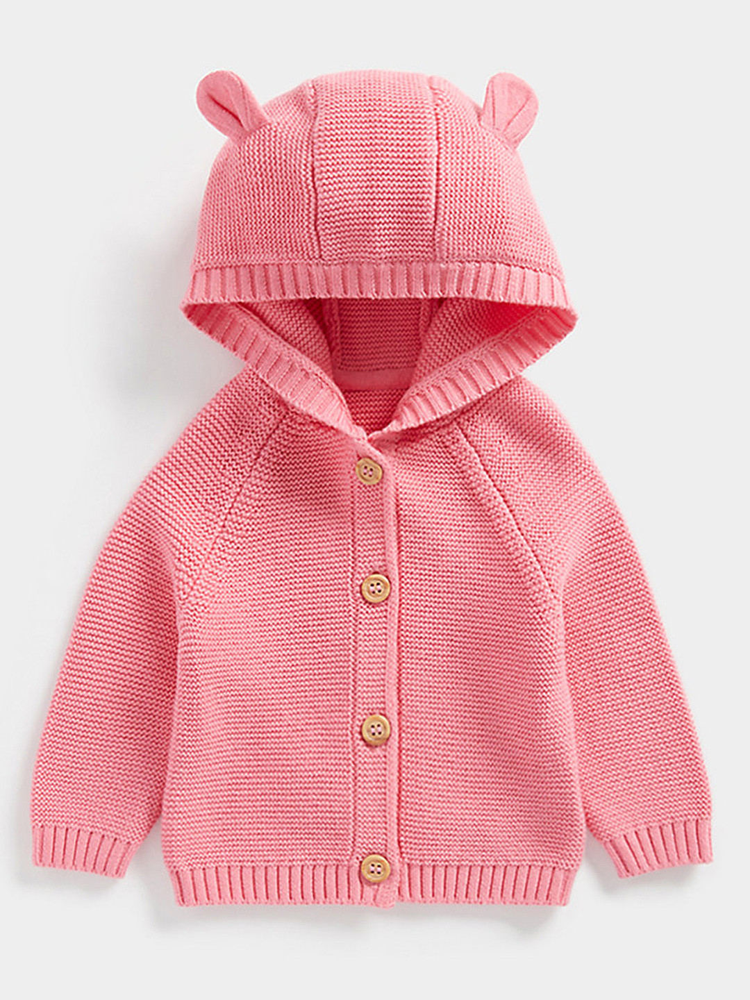 mothercare Infant Girls Pink Self Design Organic Cotton Cardigan