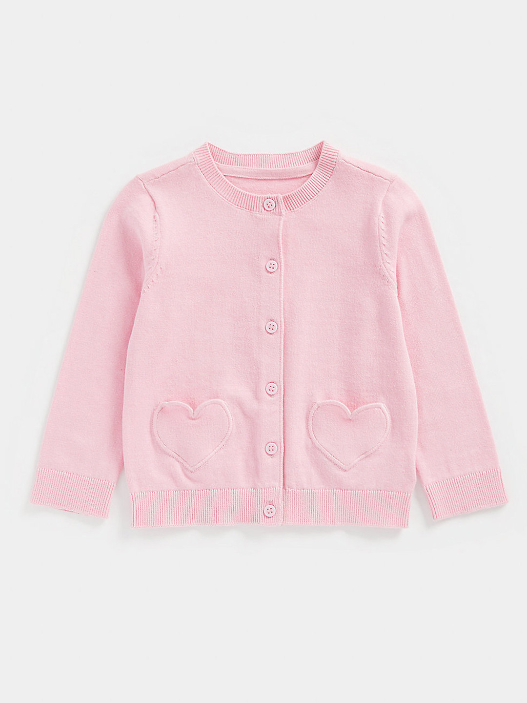 mothercare Infant Girls Pink Heart Shaped Pockets Cardigan
