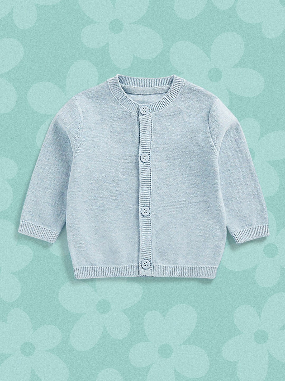 mothercare Boys Blue Solid Organic Cotton Front-Open Cardigan