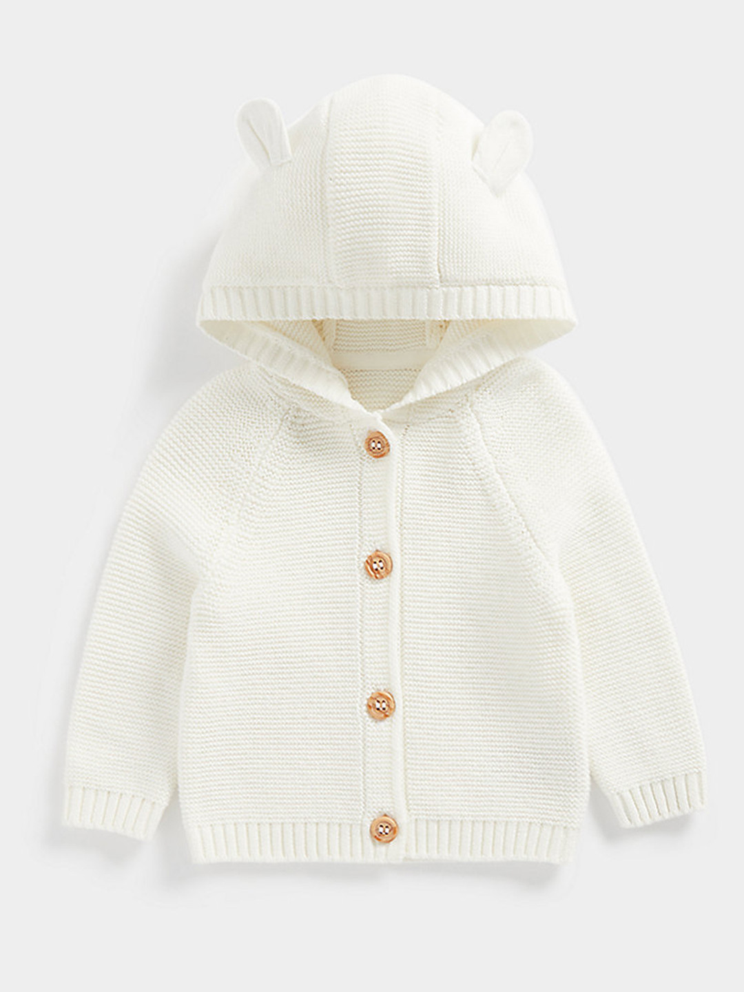 mothercare Kids Cream-Coloured 3D Hooded Organic Cotton Cardigan