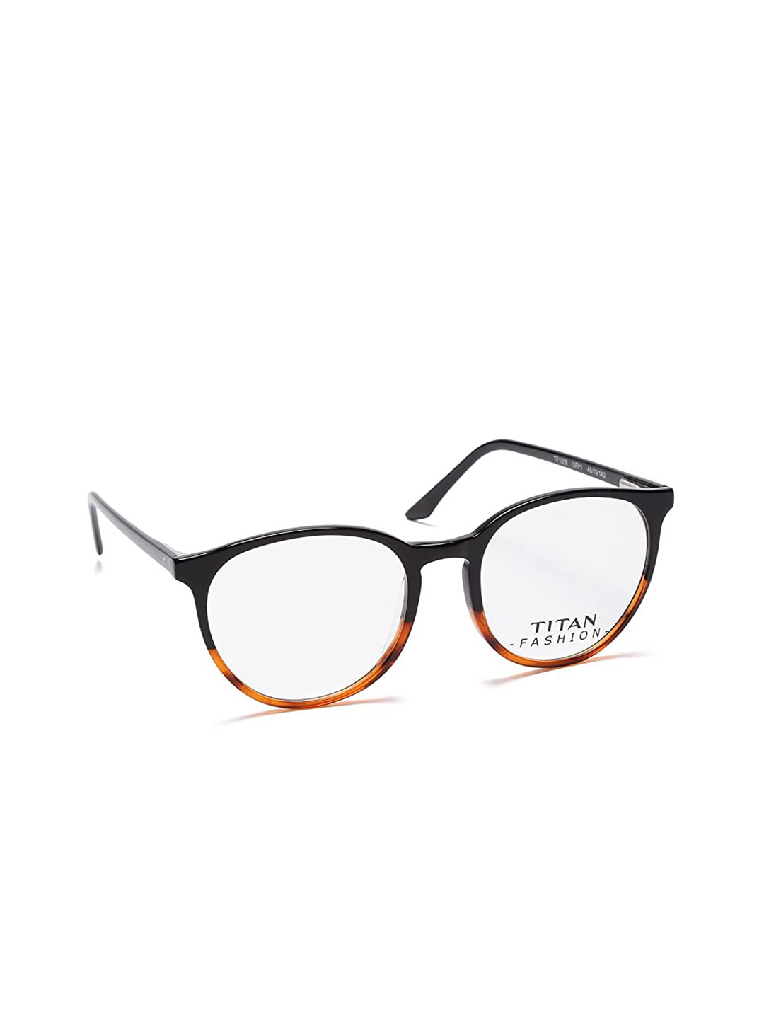 Titan Unisex Black & Brown Colourblocked Full Rim Round Frames