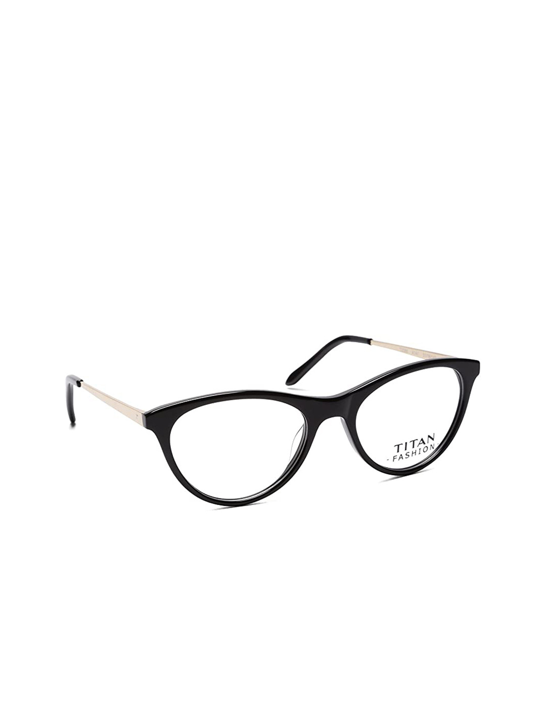 Titan Unisex Black & Gold-Toned Full Rim Cateye Frames