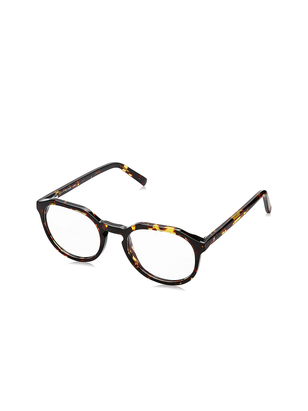 Titan Unisex Brown & Yellow Abstract Full Rim Round Frames