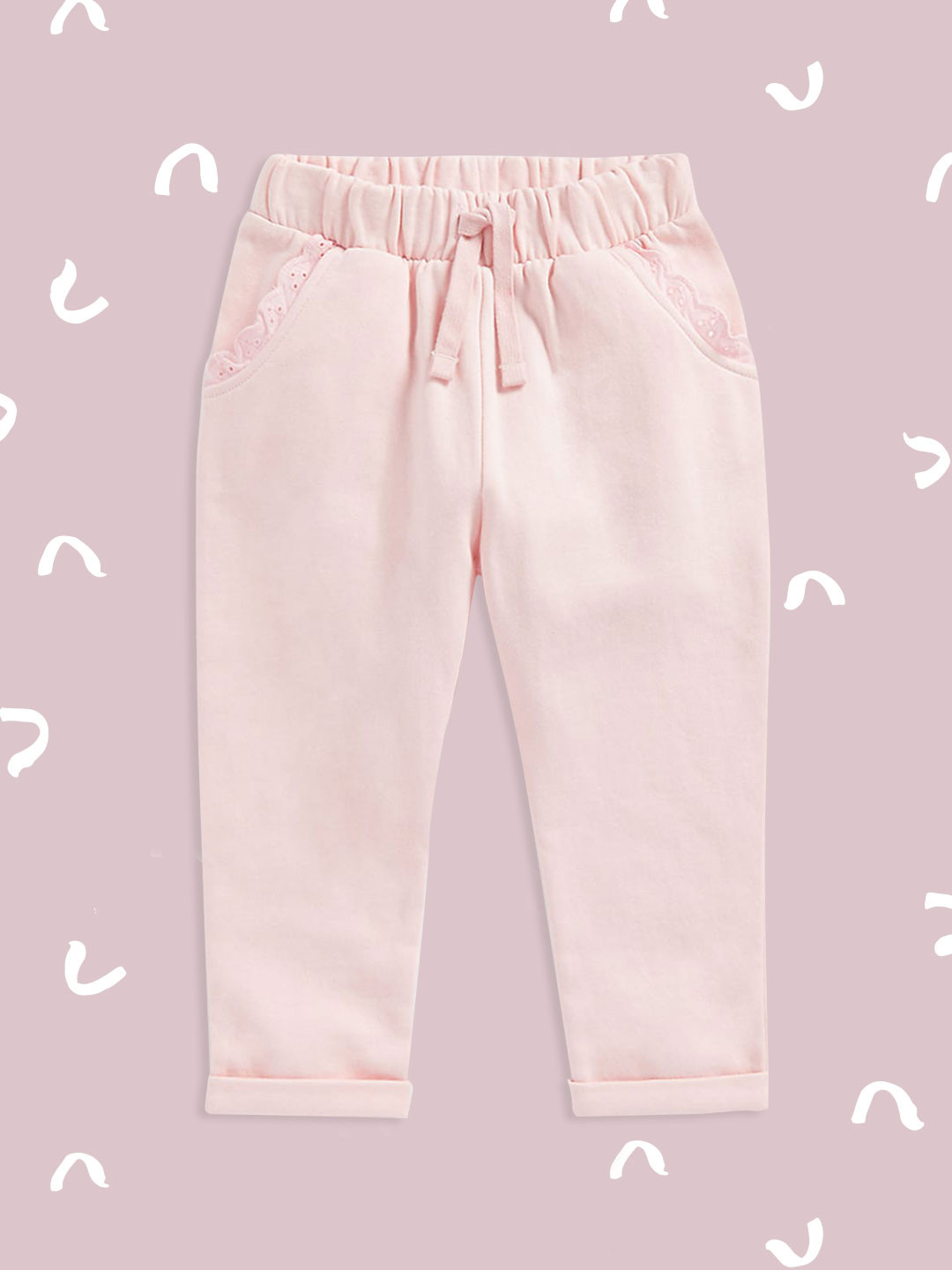 mothercare Girls Pink Solid Pure Cotton Track Pants