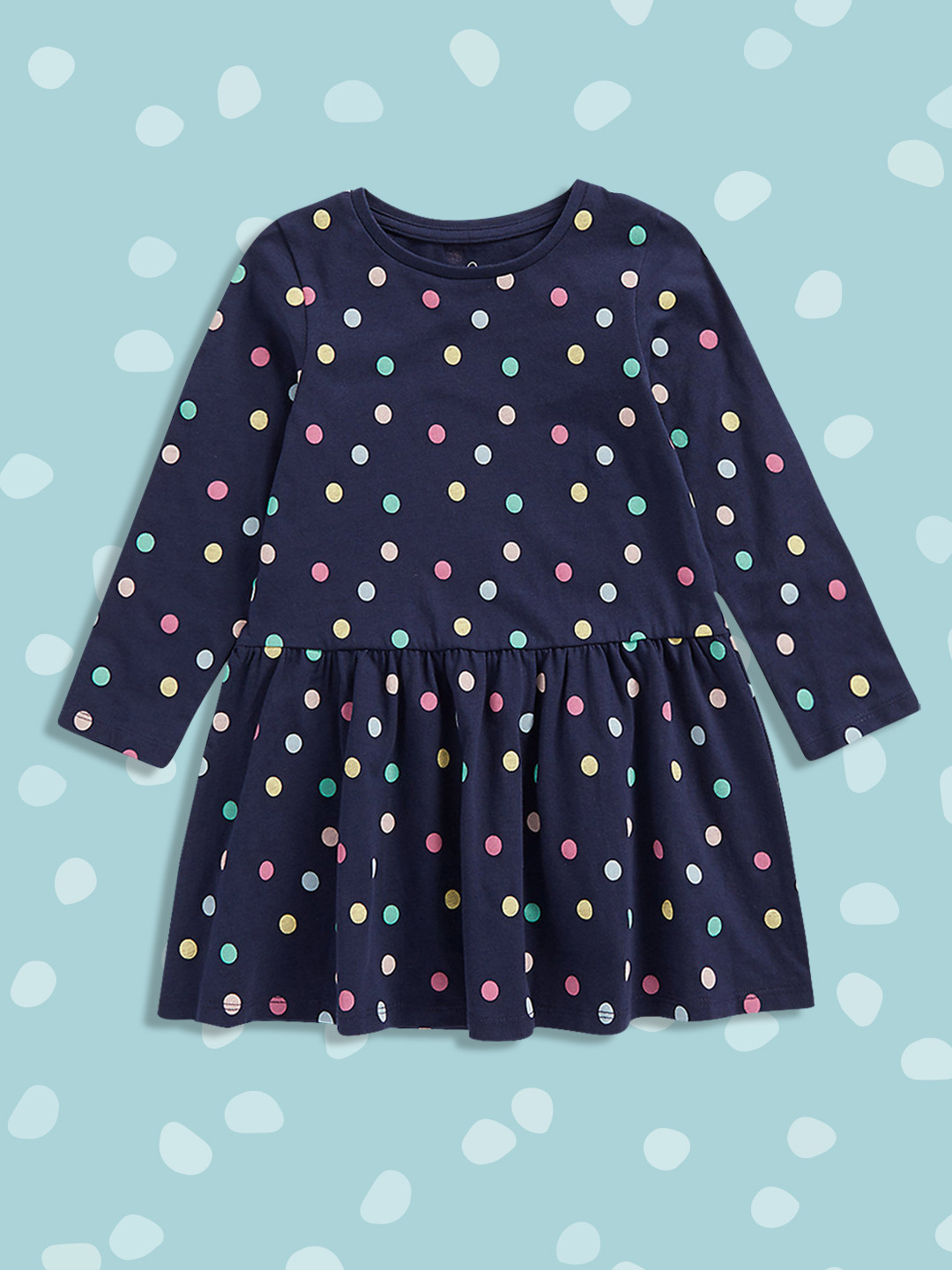 mothercare Girls Navy Blue Pure Cotton A-Line Dress