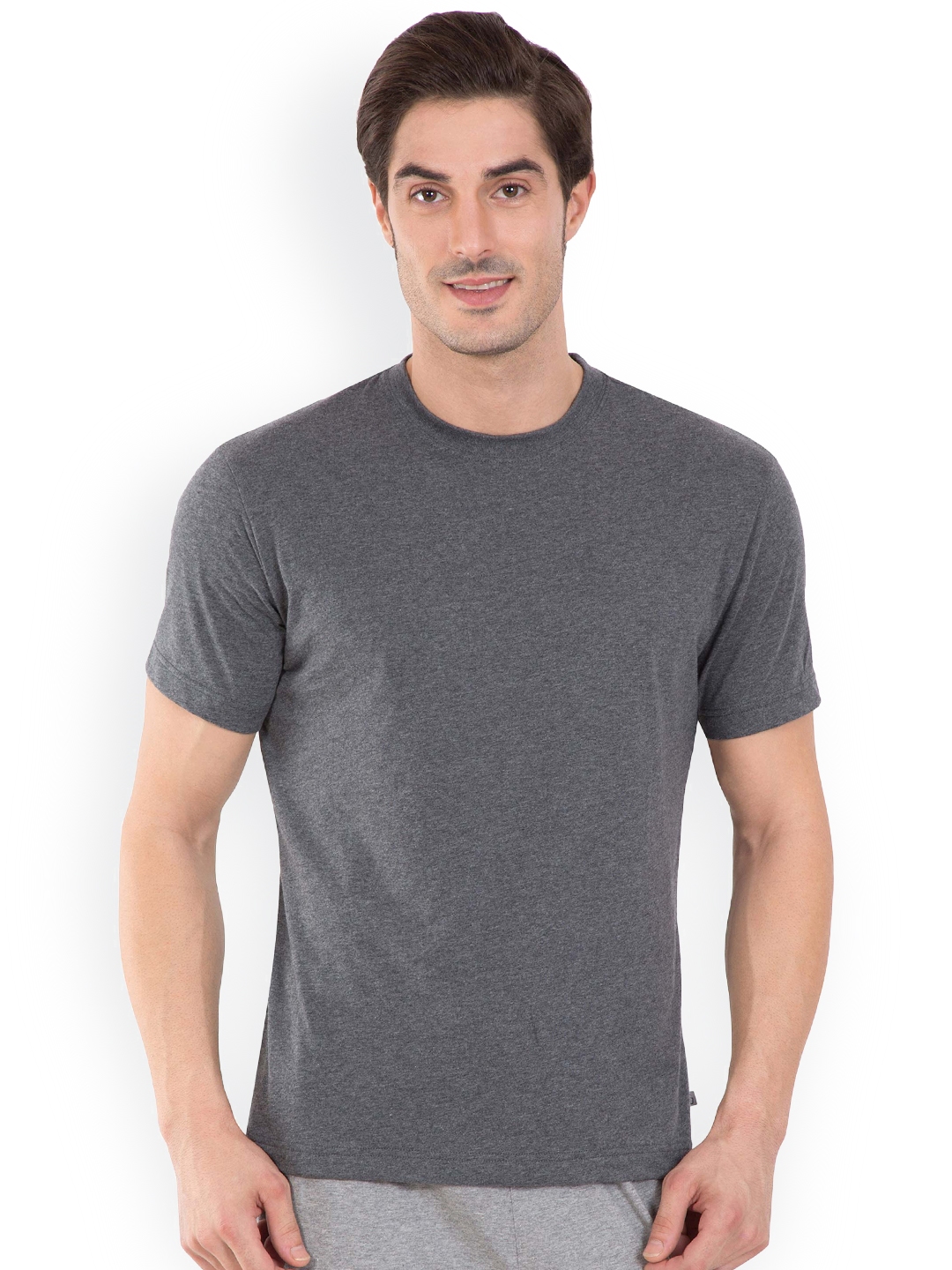 Buy Jockey Men Charcoal Solid Round Neck T Shirt - Tshirts for Men ...