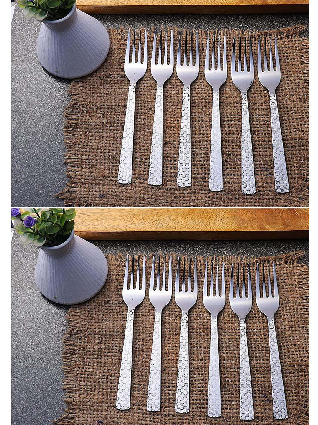 ZEVORA Set Of 12 Silver-Toned Dinner Forks Cutlery
