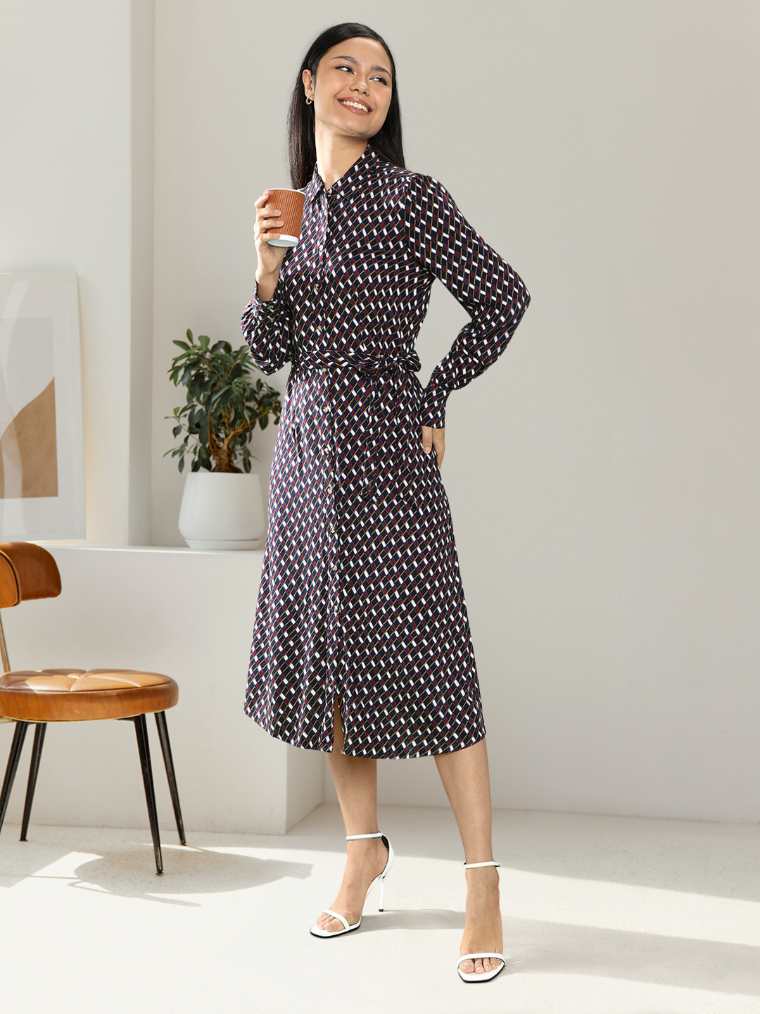 Tommy Hilfiger Printed Shirt Midi Dress