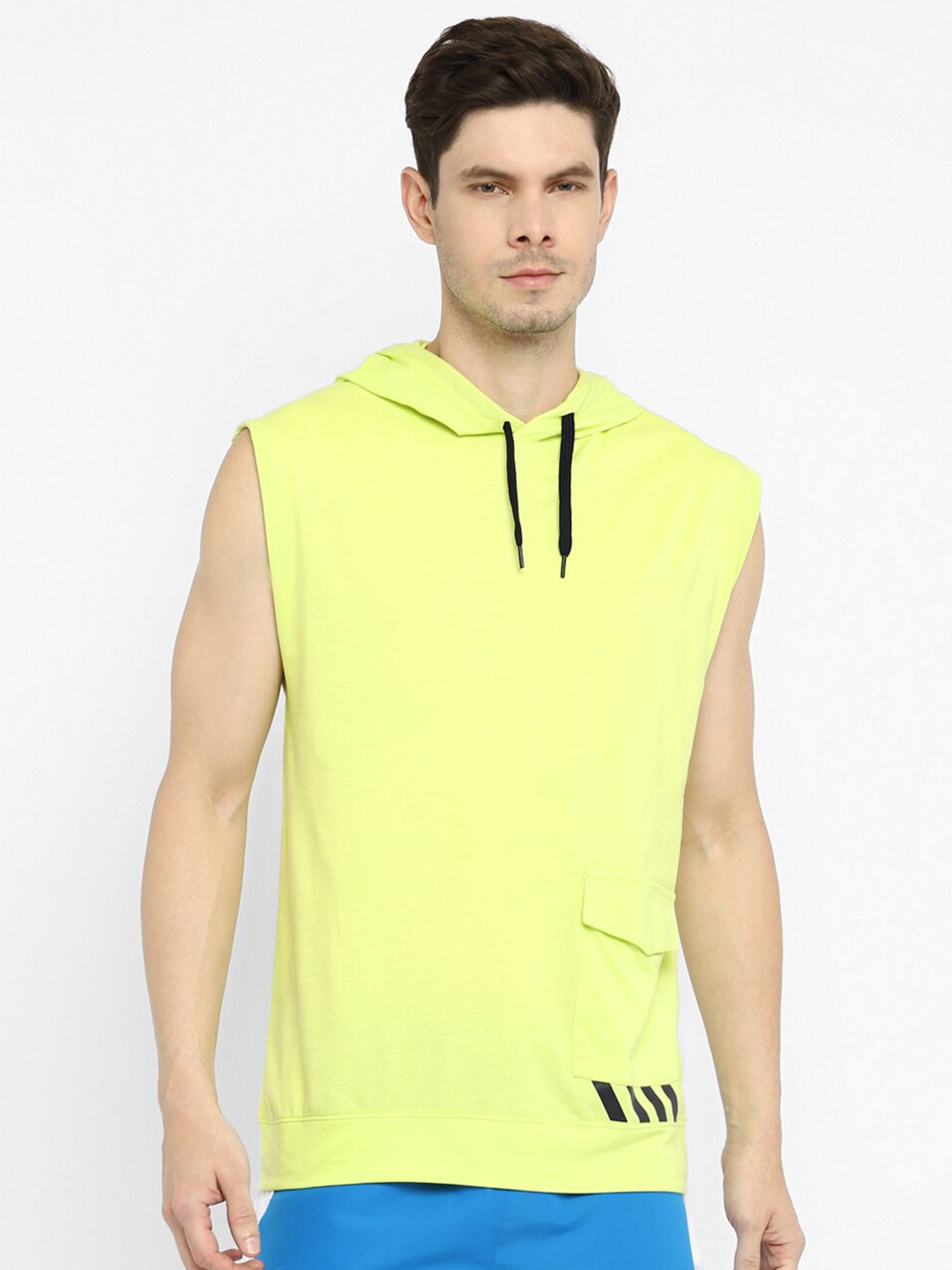 OFF LIMITS Men Yellow Raw Edge Hooded T-shirt