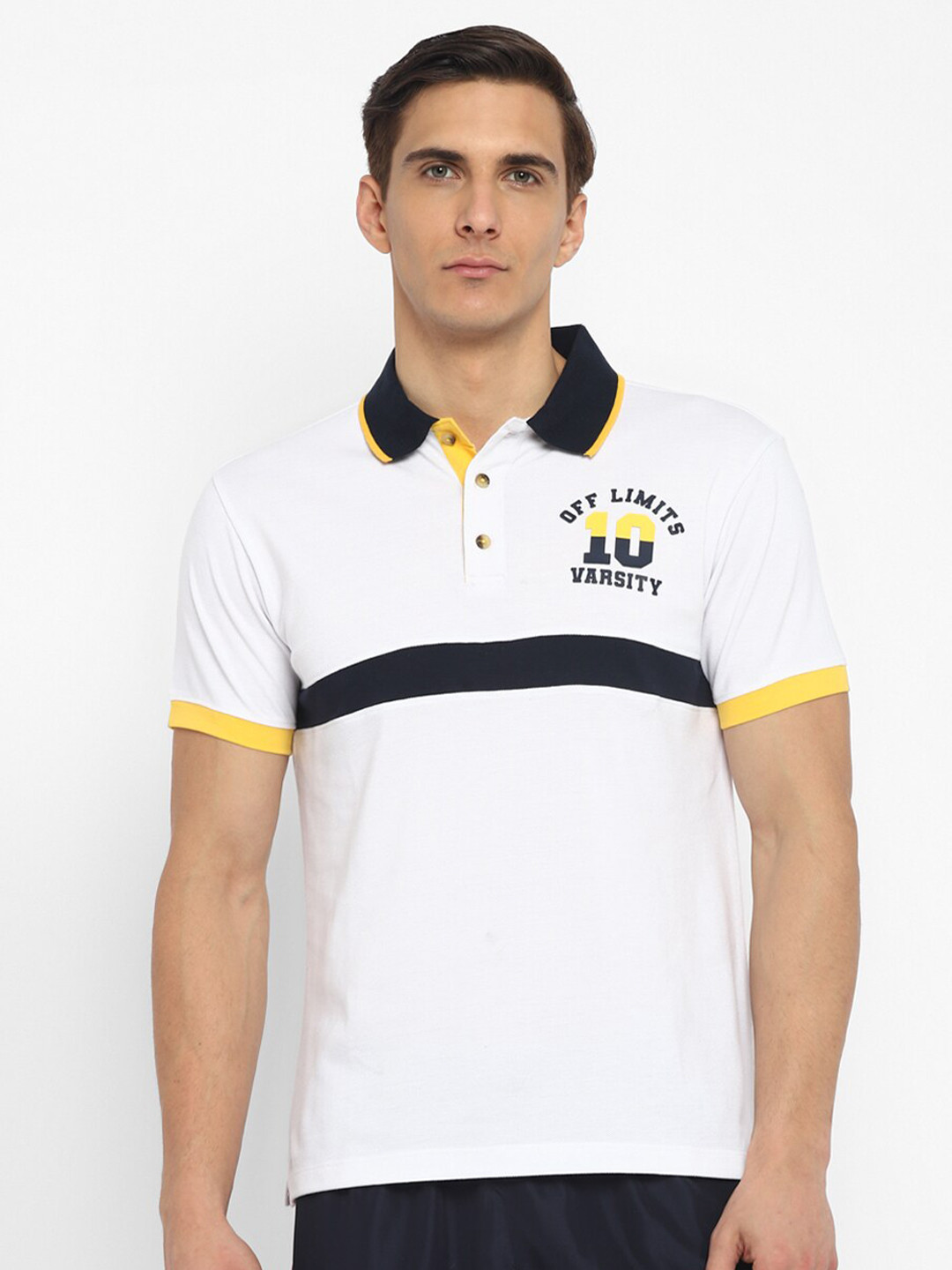 OFF LIMITS Men White Polo Collar T-shirt