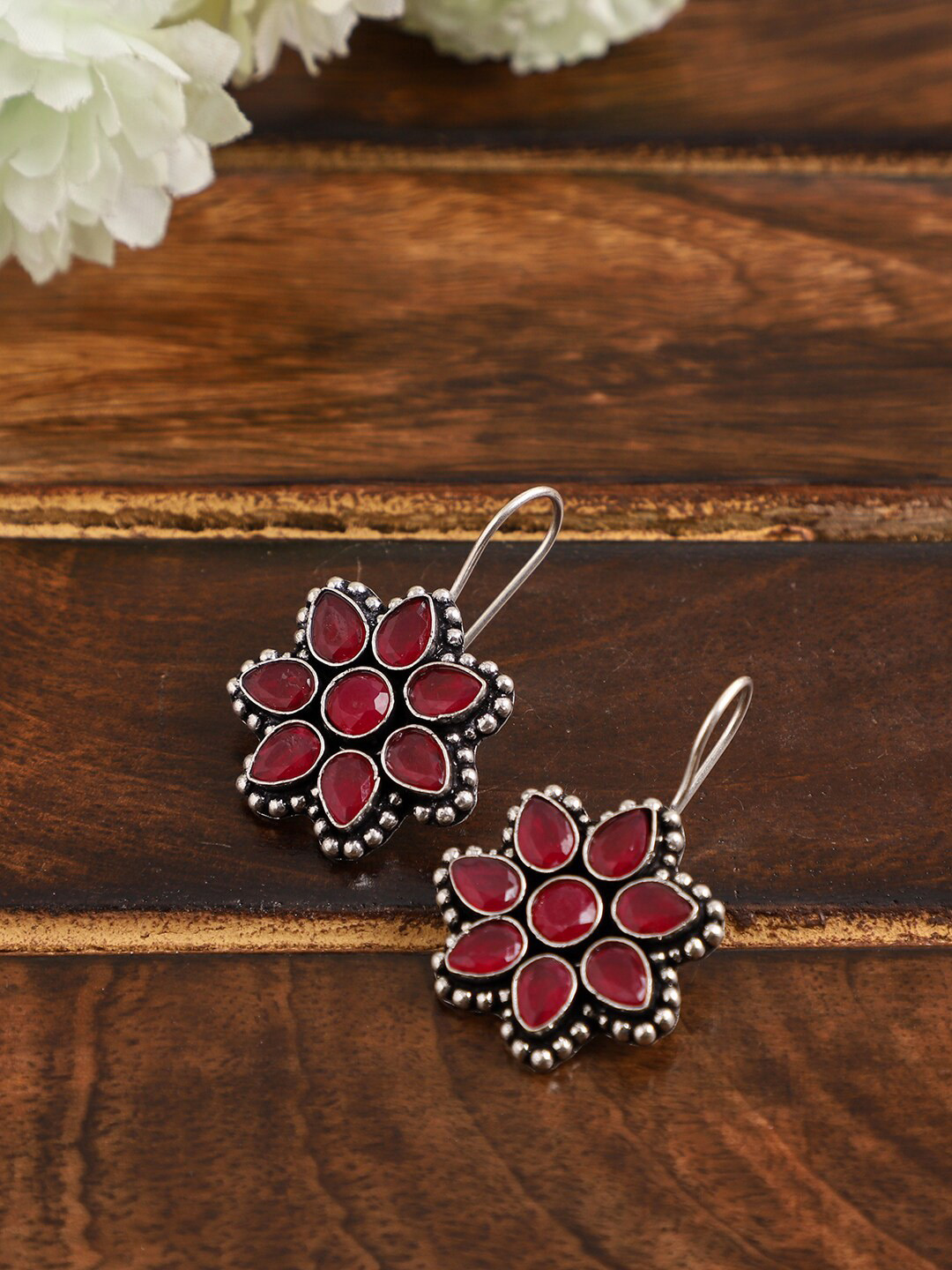 VENI Red Contemporary Drop Earrings