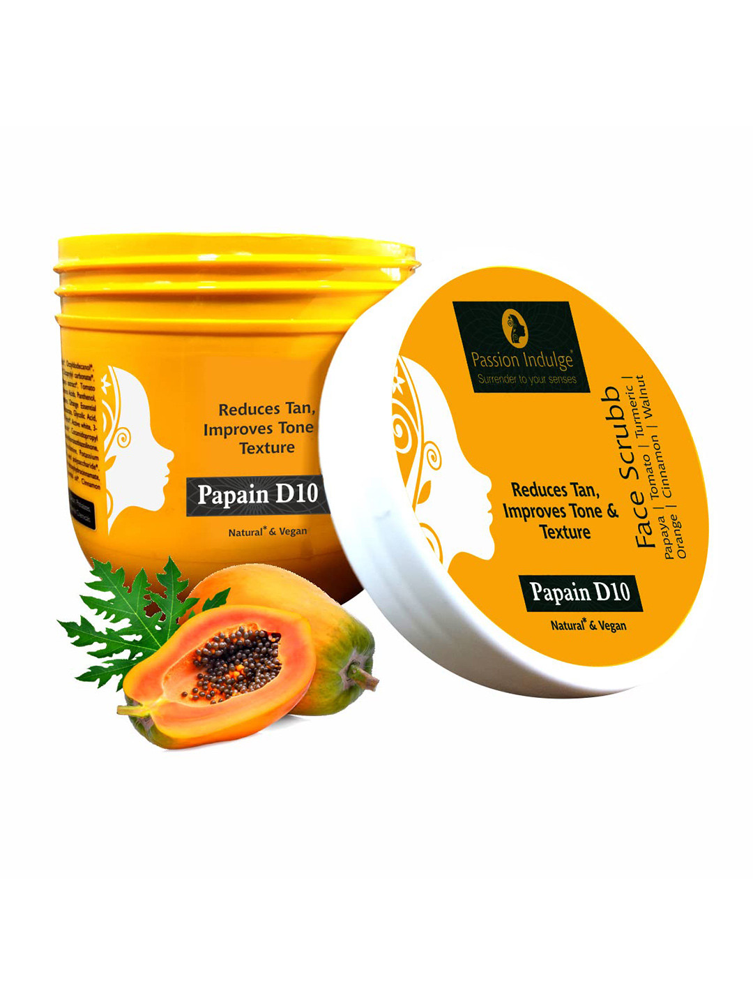 Passion Indulge Natural & Vegan Papain D10 Face Scrub to Reduce Tan - 200 g