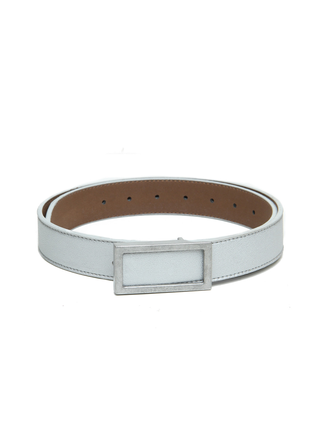 Calvadoss Women Silver-Toned PU Semi Casual Belt