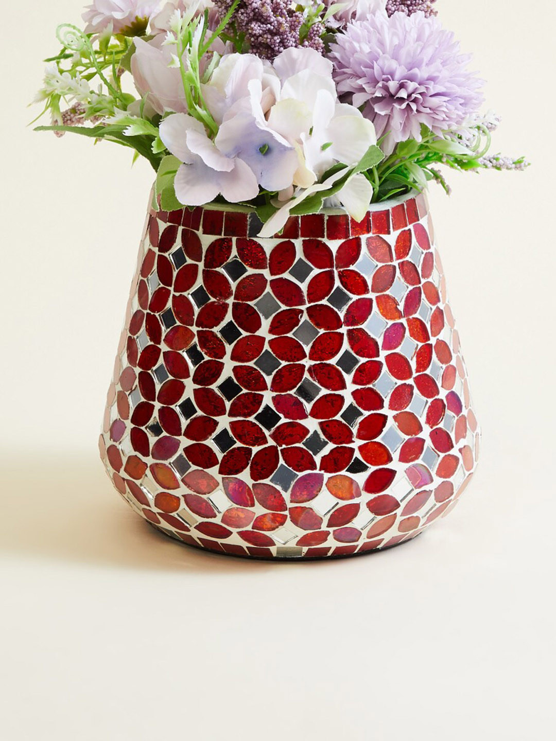 Home Centre Red Textured Mosaic Vase